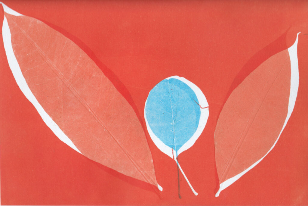 Abstract print of three leaves